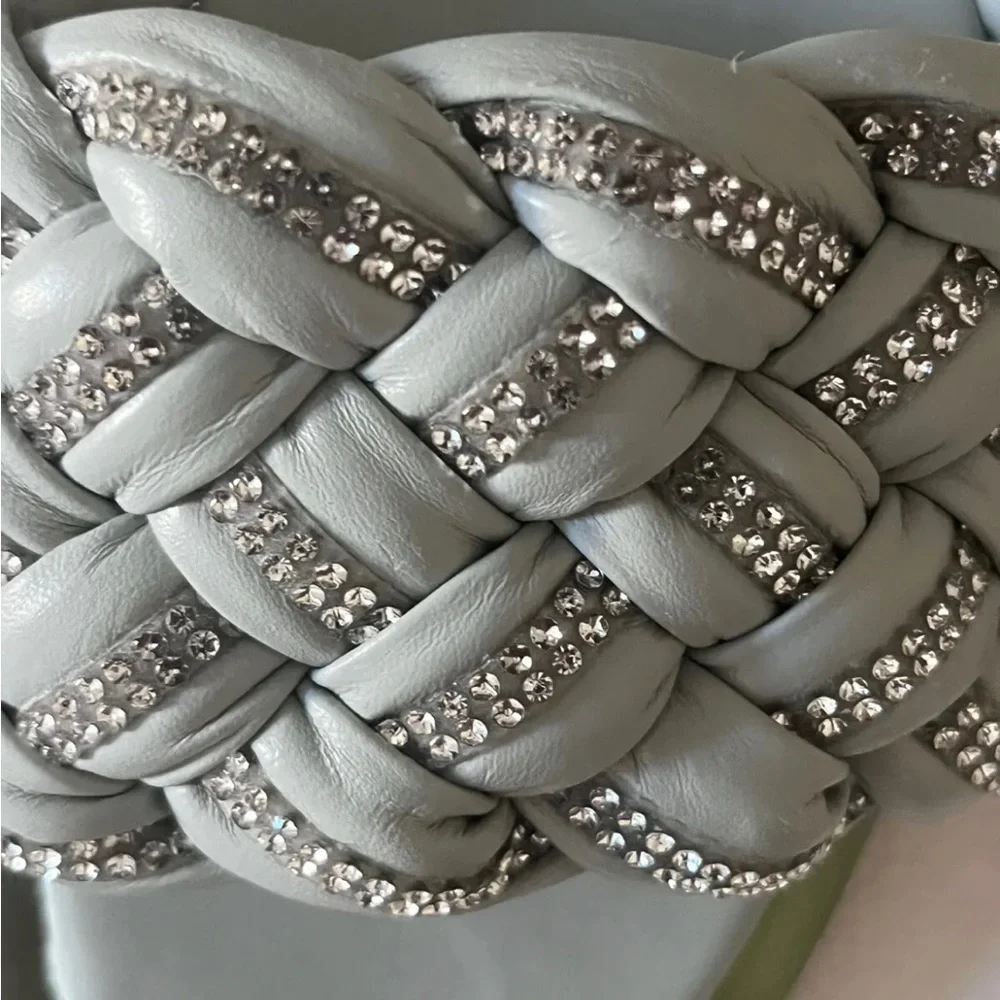 Vince Camuto Belmiya Metallic Beaded Braided Sandal In Mint Green Pistachio NWT - Picture 10 of 11